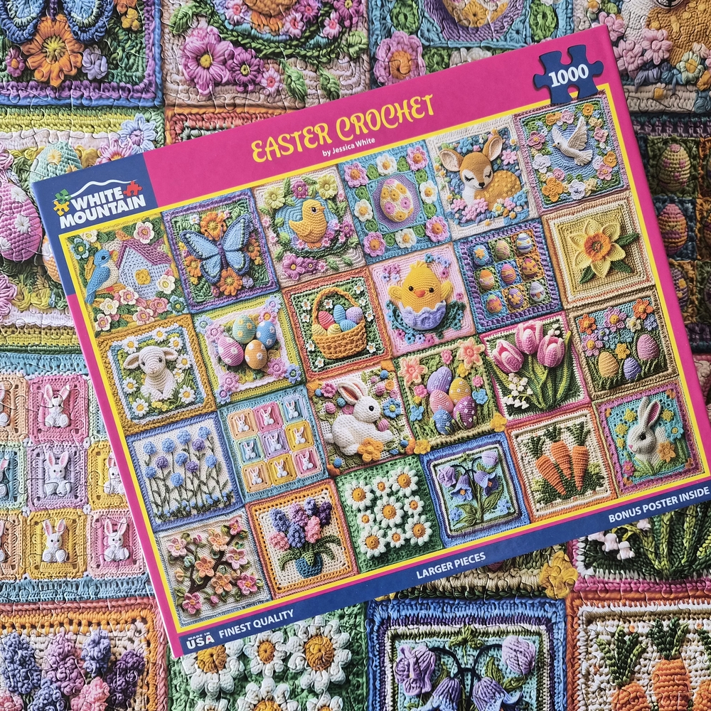 White Mountain Easter Crochet 1000-Piece Puzzle - Multicolor
